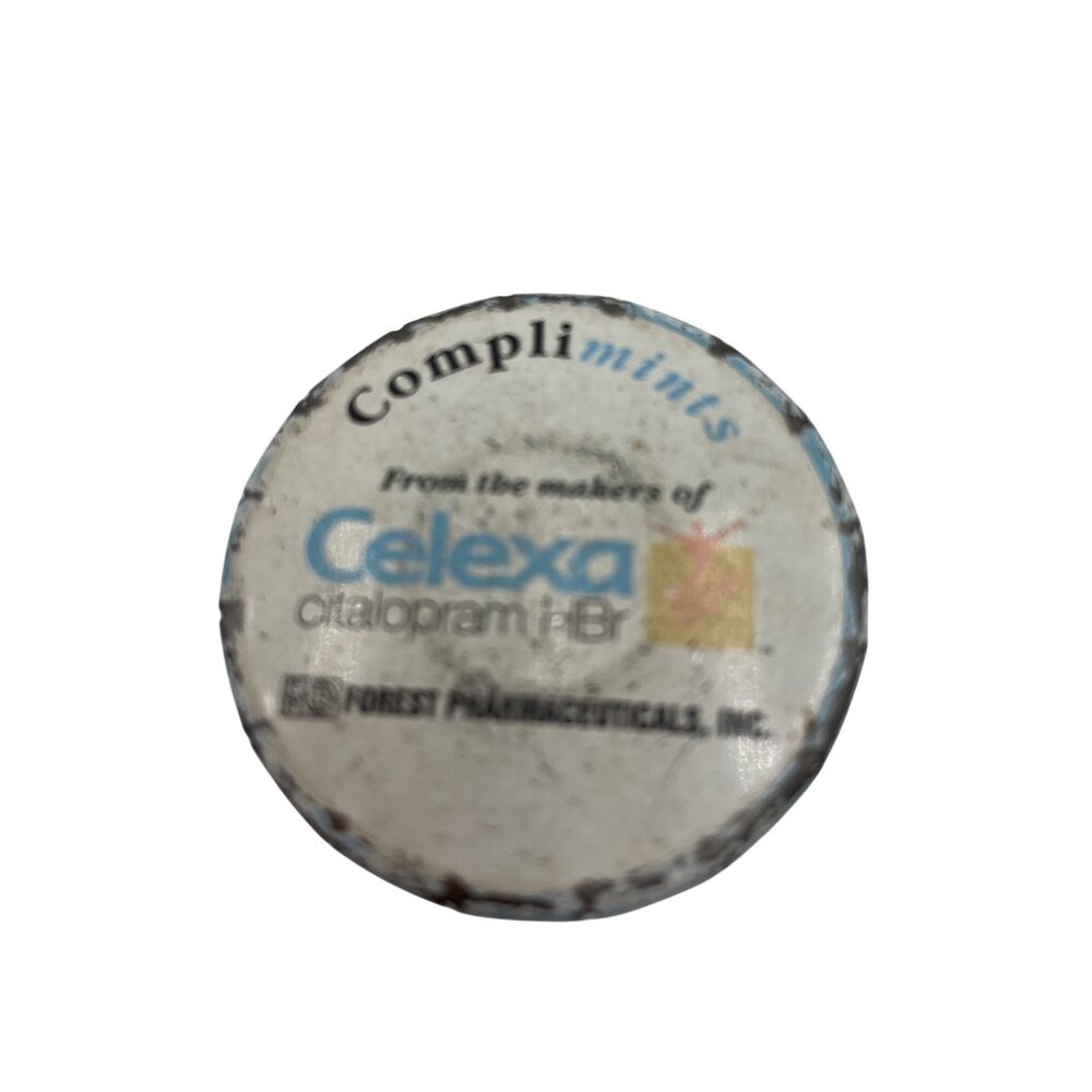 Vintage Celexa Complimints Clik Clak Tin Container 12g Advertising Item